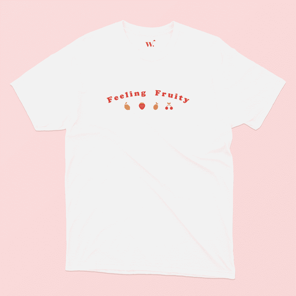 Feeling Fruity Illustration White t-shirt on a Pink background