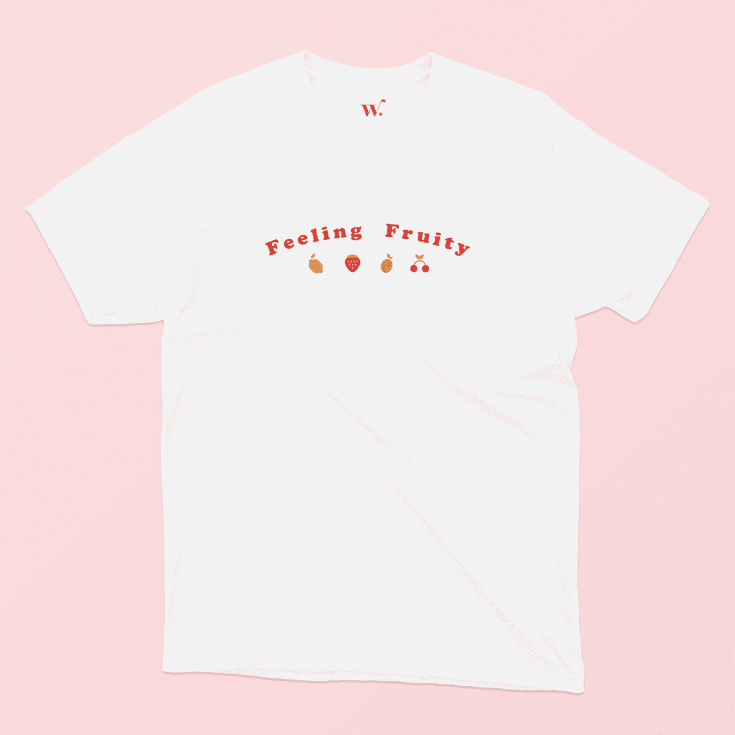 Feeling Fruity Illustration White t-shirt on a Pink background