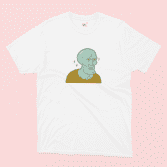 handsome squidward illustrated T-shirt in White on a Pink background