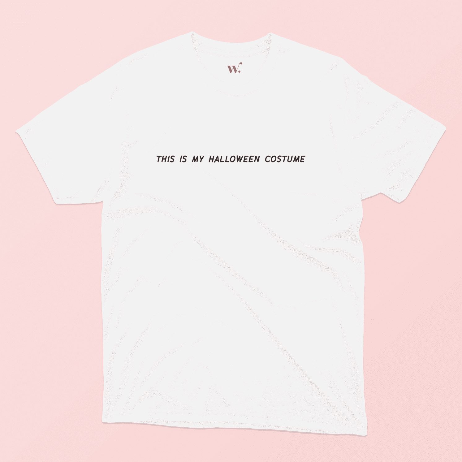 This is my halloween costume illustrated t-shirt in White on a Pink Background