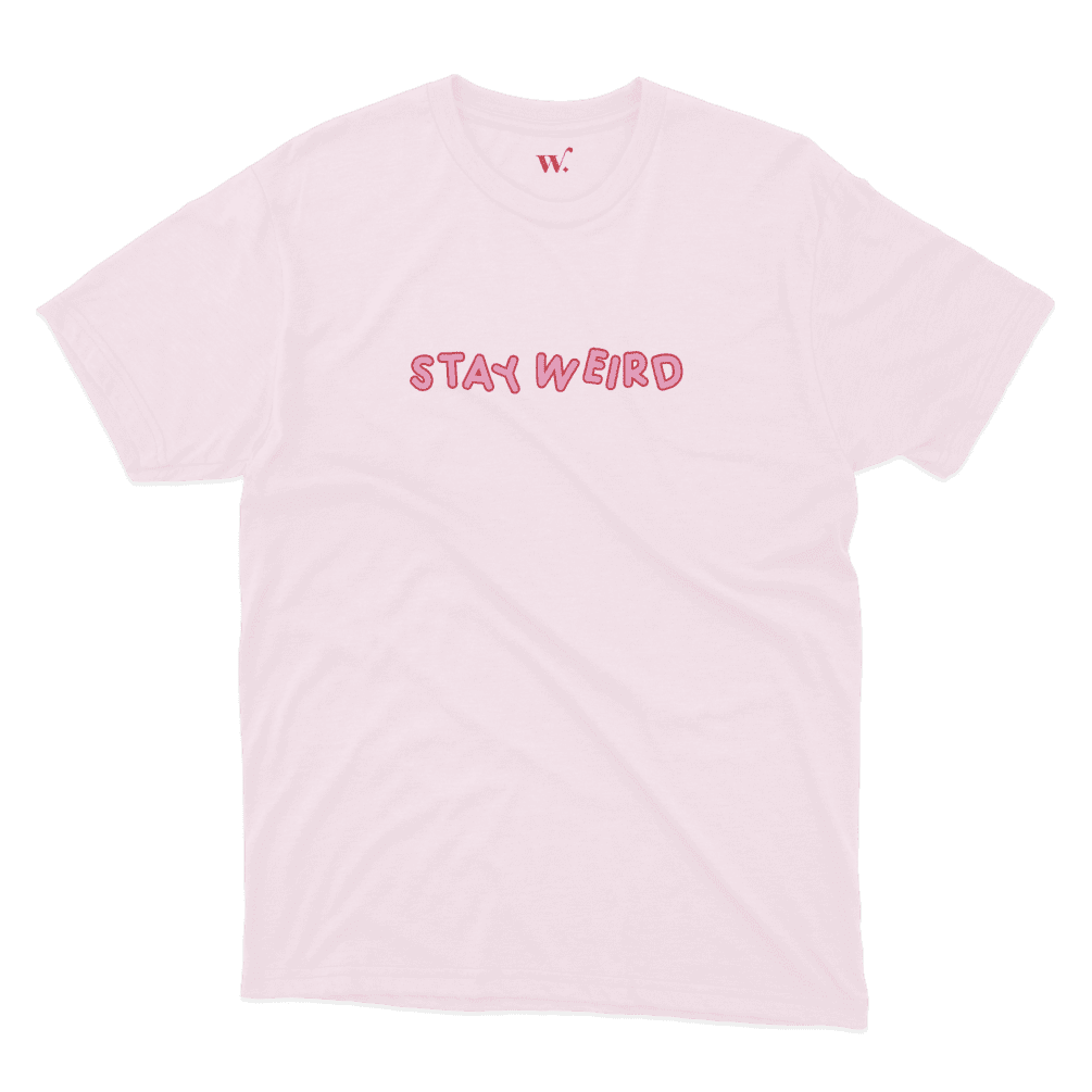 Stay weird P - pink mockup Stay weird P - pink mockup