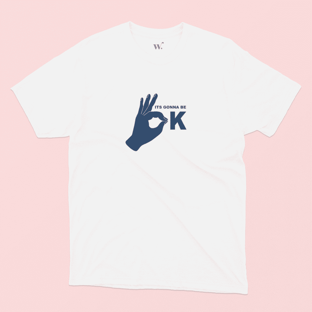 it's gonna be ok illustrated White t-shirt on a Pink background
