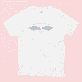 signed seal-ed delivered illustrated t-shirt in White on a Pink Background